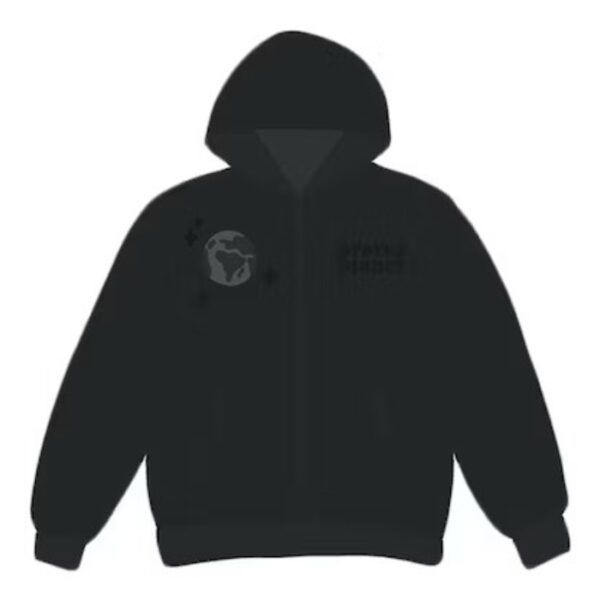 Broken Planet Market Spider Web Zip Up Hoodie Black