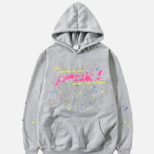 Grey Sp5der Hoodie Pink