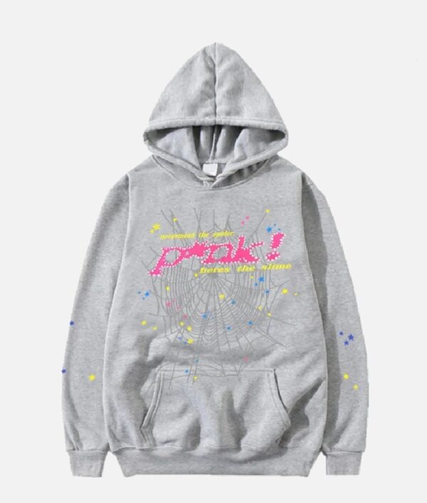 Grey Sp5der Hoodie Pink