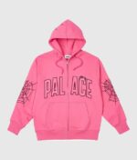 Palace Sp5der Zip Hoodie Shock Pink Palace Logo