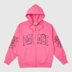 Palace Sp5der Zip Hoodie Shock Pink Palace Logo