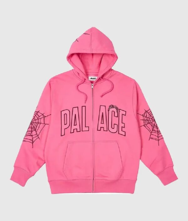 Palace Sp5der Zip Hoodie Shock Pink Palace Logo