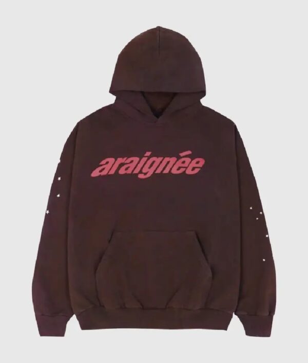 Sp5der Araignee Hoodie Brown Sp5der Pink Logo